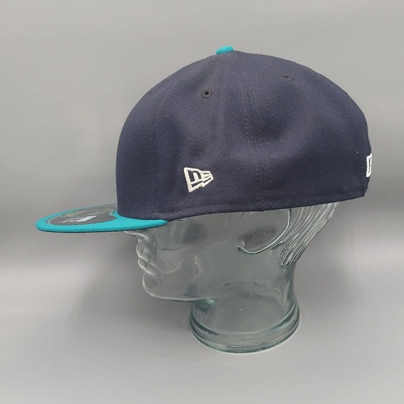 Seattle Mariners Navy Green Fitted Hat MLB New Era 59Fifty Cap Size 8 NE TECH - Picture 5 of 13